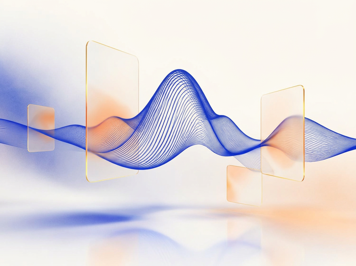 Abstract visualisation of a spoken voice waveform